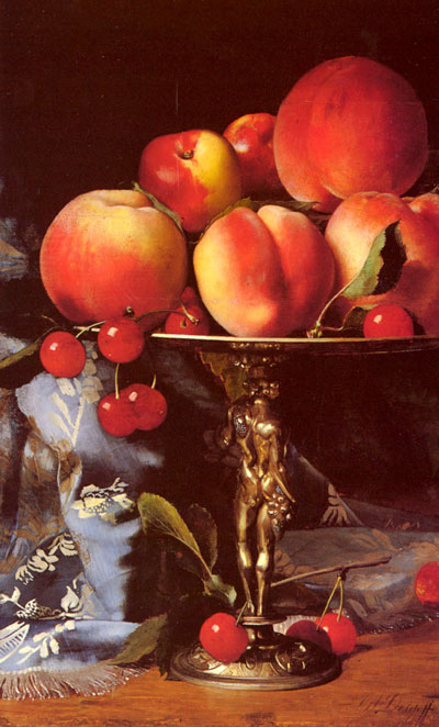 Б.А.Десгофф "Натюрморт с персиками, сливами и вишнями."